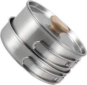 Folding Handle Pot for Camping Stove Pan Stainless Steel Multi-Function Cooking Utensil
