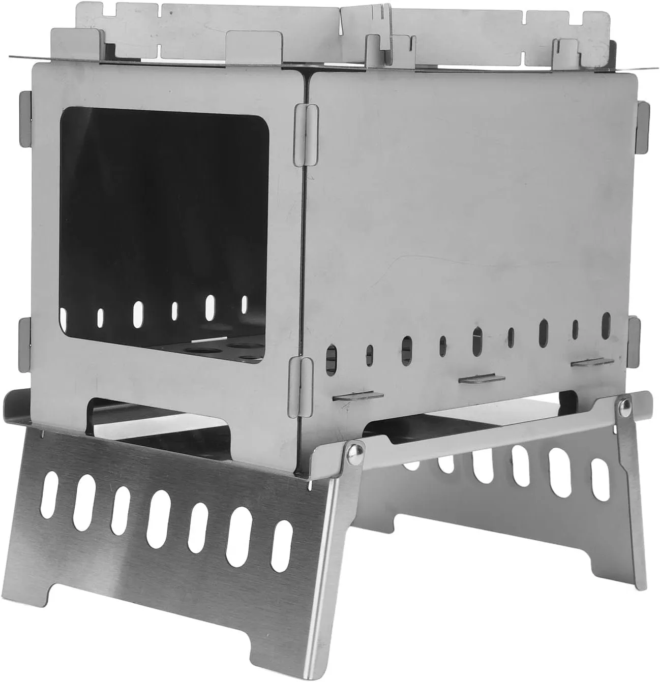 Folding Portable Backpacking Stove, Stainless Steel Windproof Wood Burning Stove, Mini Lightweight Wood Burning Stove Camping Stove for Outdoor Hiking Camping