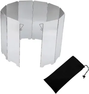 Folding Stove Windscreen Aluminum Alloy Wind Blocker for Camping Portable and Easy to Carry Secures with Plunger for Outdoor Cooking and Protection