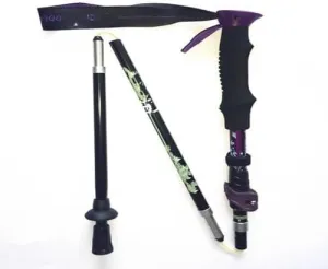 Folding Trekking Poles Hiking Crutches Walking Sticks Outdoor Gear, Outer lock 125 purple