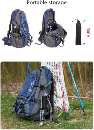 Folding Trekking Poles Ultralight Aluminum Telescopic Hiking Pole Walking Sticks with EVA Non-Slip Grip and Quick Lock System for Traveling Camping Hiking Mountaineering (Black)