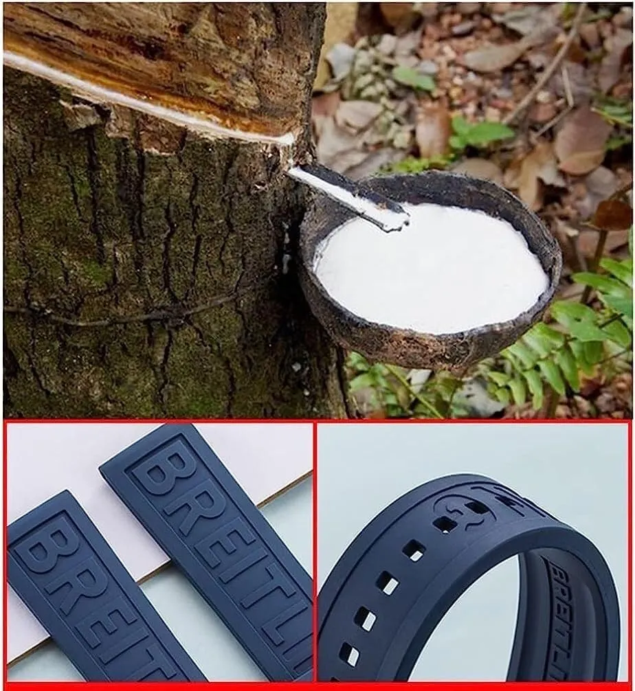 For Breitling navitimer avenger silicone Watch band with pin buckle 22mm 24mm Black dark blue strap