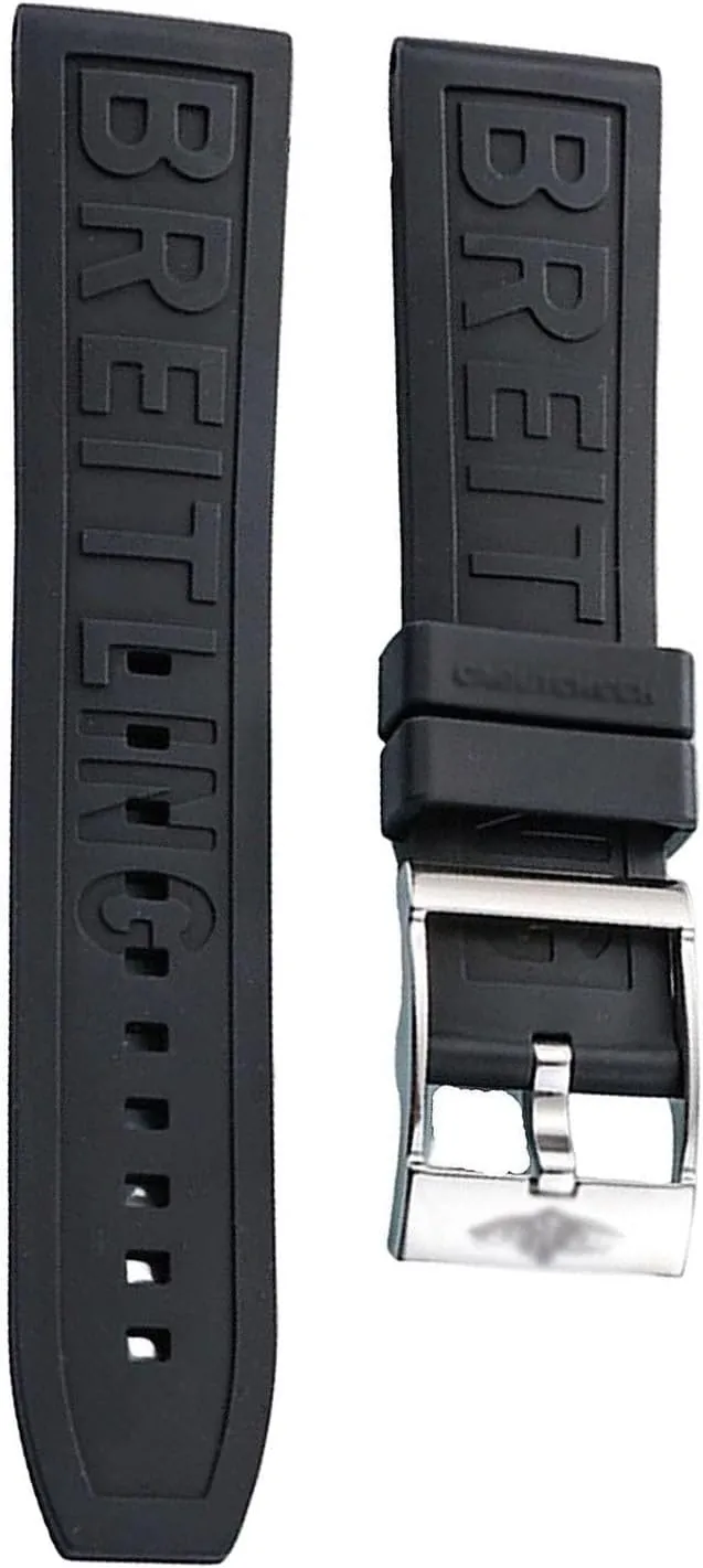 For Breitling navitimer avenger silicone Watch band with pin buckle 22mm 24mm Black dark blue strap