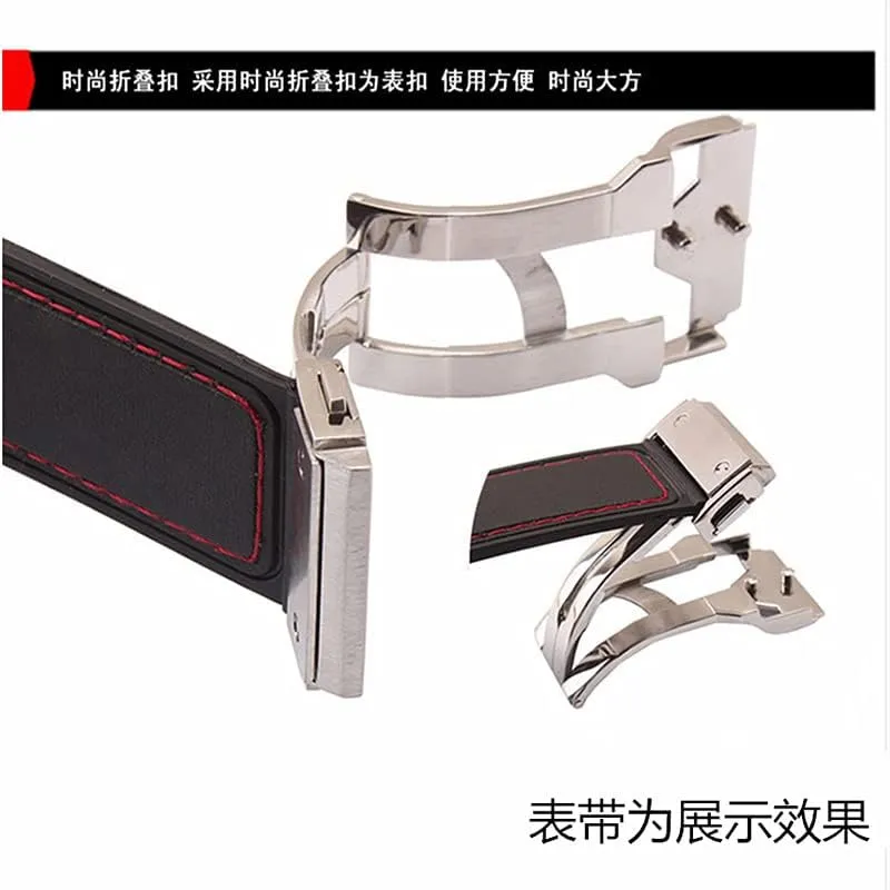 for Hublot Watch Strap 316L Stainless Steel Watch Buckle (Color : Silver, Size : 24mm)