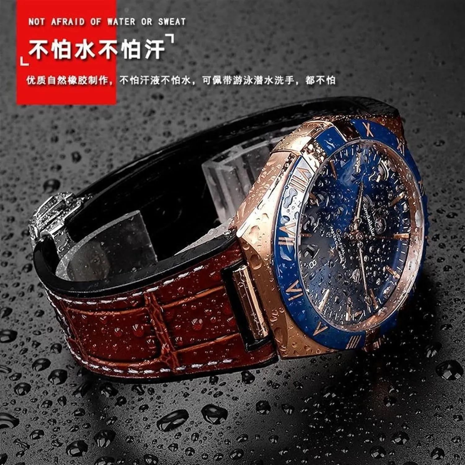 For Omega Constellation Double Eagle 131.133 Series Watchband Manhattan Rubber Cowhide Male Observatory Strap Notch