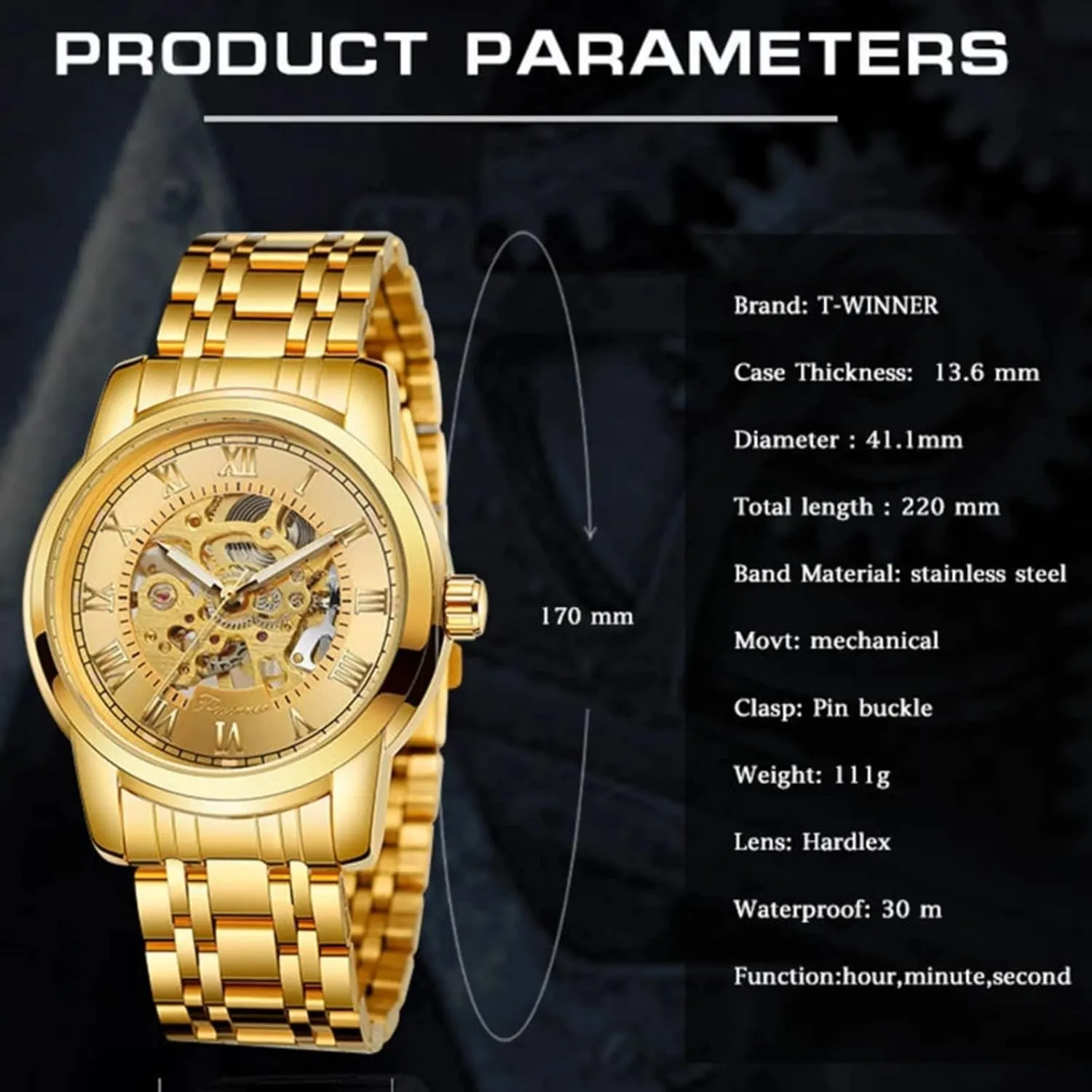 FORSINING Fashion Men's Casual Automatic Mechanical Watch Waterproof Stainless Steel Strap Skeleton Hollow Men's Watch