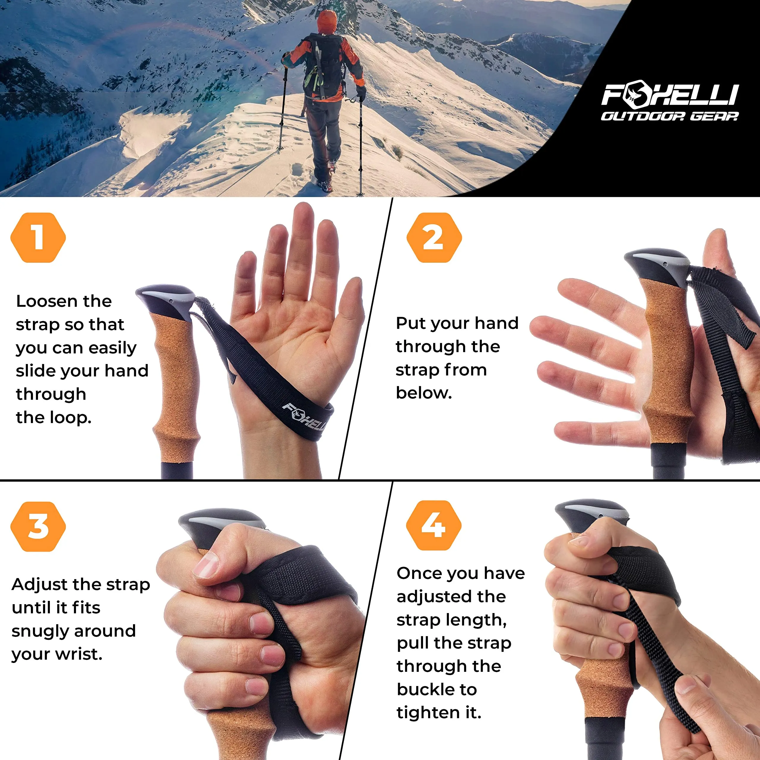 Foxelli Carbon Fiber Trekking Poles – Lightweight Collapsible Hiking Poles, Shock-Absorbent Walking Sticks with Natural Cork Grips, Flip Locks, 4 Season/All Terrain Accessories and Carry Bag