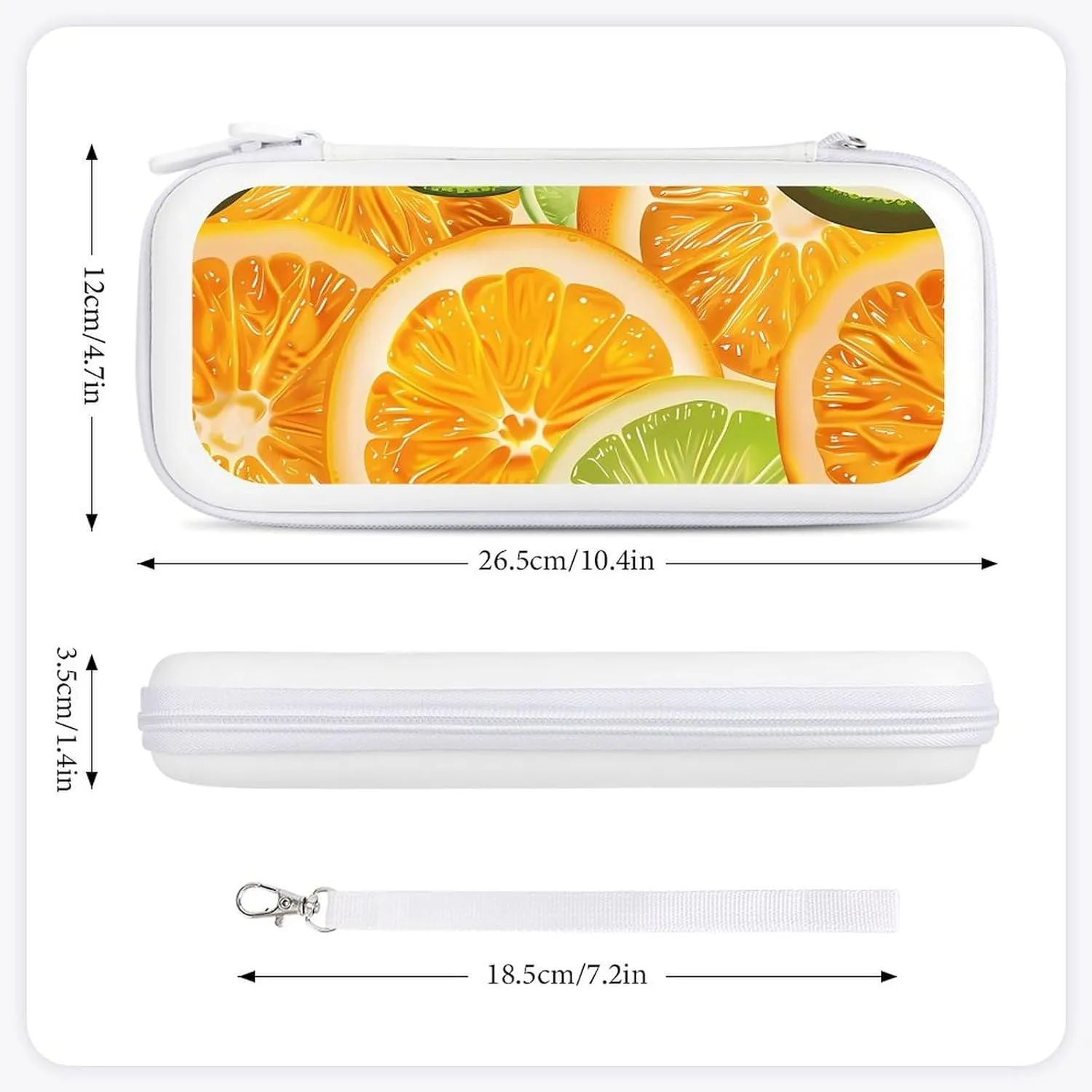 Fresh Lemon Orange Slices Hard Shell Travel Case with Rope 15 Game Card Pockets Compatible with Switch Protective