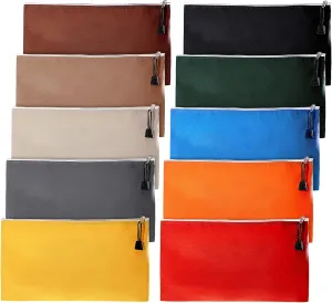 Frienda 10 Pieces Canvas Tool Pouch Metal Zipper Utility Tool Bags 10 Colors Multi-purpose Storage Bag Canvas Tote Pouch Organizer for Storage Items Portable Supplies, 12.5 x 7 Inch