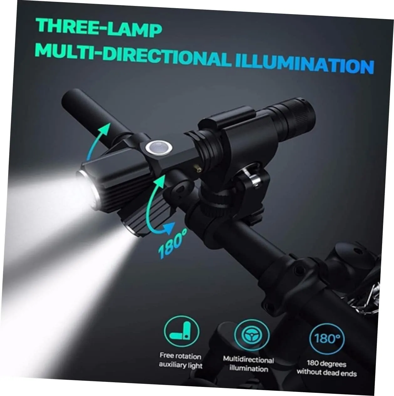 Front Light Aircraft Shape Flashlight Waterproof Light Three Lamp Head Flashlight Socket Glare