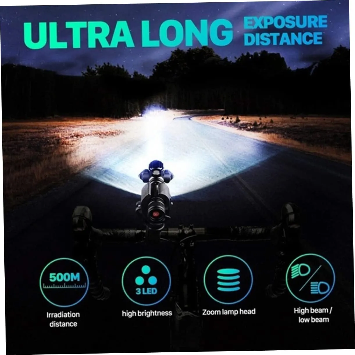 Front Light Aircraft Shape Flashlight Waterproof Light Three Lamp Head Flashlight Socket Glare