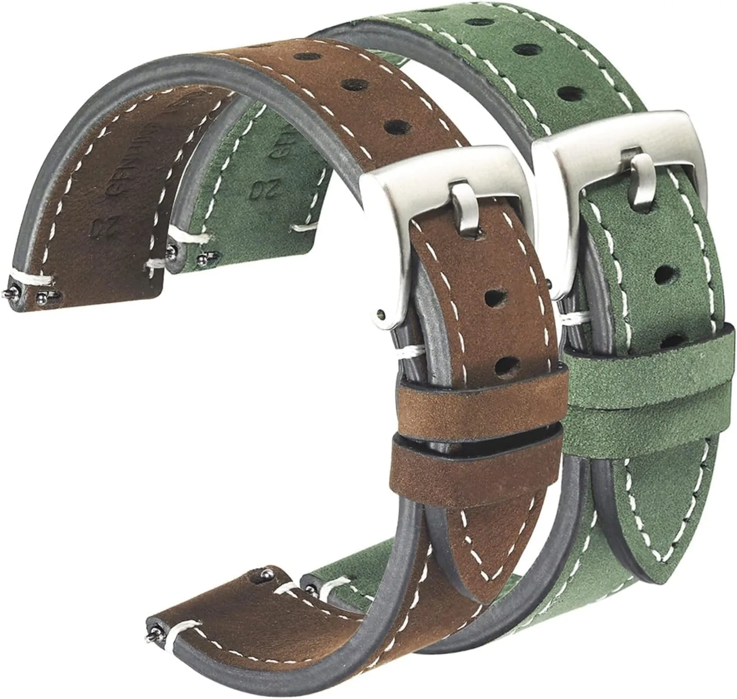Frosted Skin Watchband Belt for Men Women Matte Leather Watch Straps Green Unisex Soft Watch Bracelet Accessories