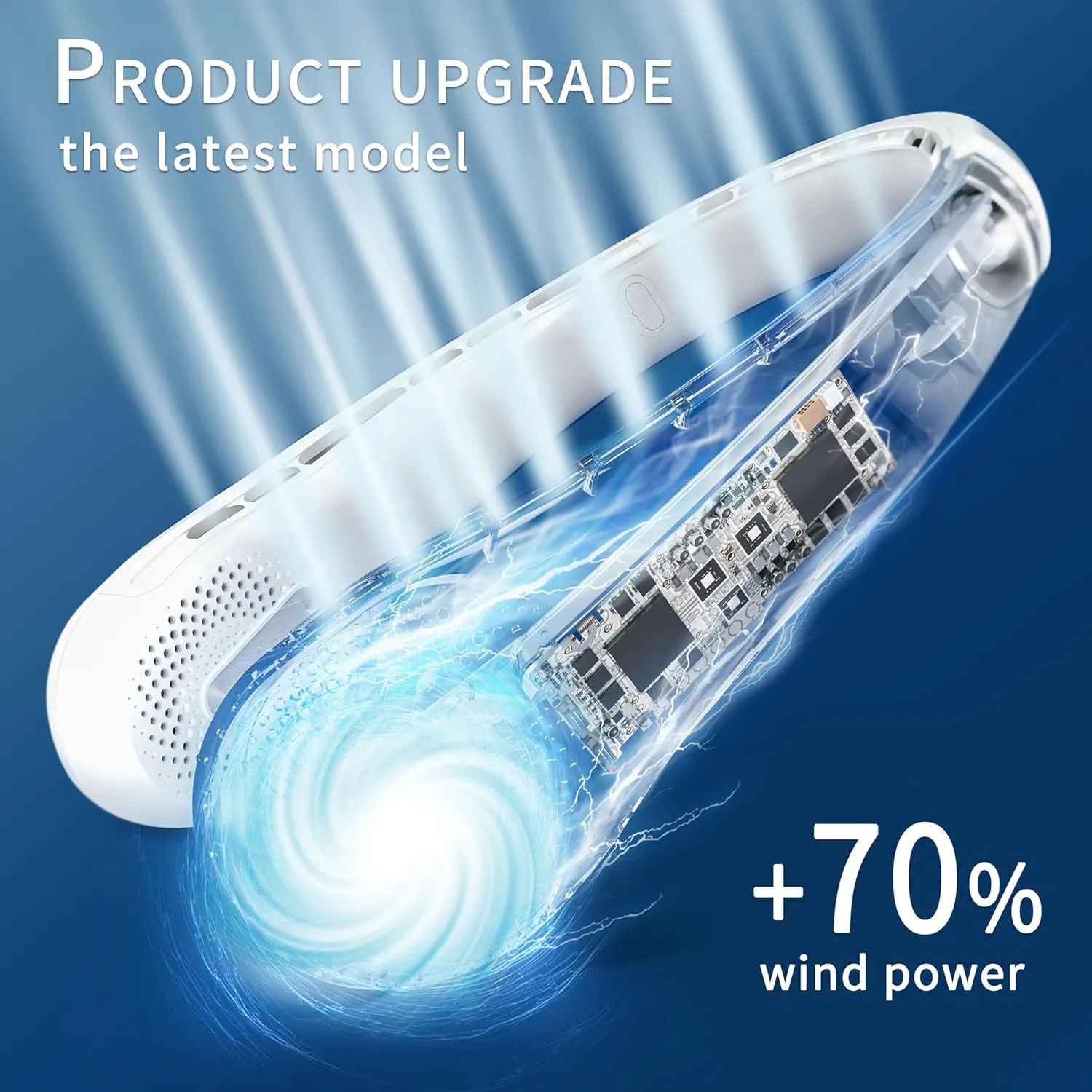 FrSara Bladeless Neck Fan, Strong Wind, Adjustable, 360° Cooling, Super Quiet, No Blade Fan Design, No Hair Twisting, Even Air Volume On Both Sides, Non-Slip Material, Short Charging, Long Use Time
