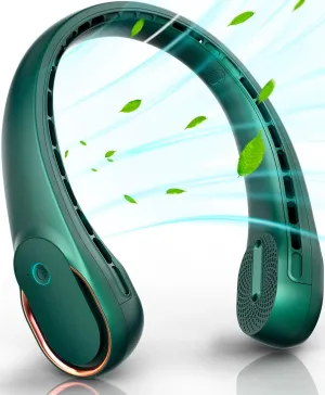 FrSara Bladeless Neck Fan, Strong Wind, Adjustable, 360° Cooling, Super Quiet, No Blade Fan Design, No Hair Twisting, Even Air Volume On Both Sides, Non-Slip Material, Short Charging, Long Use Time