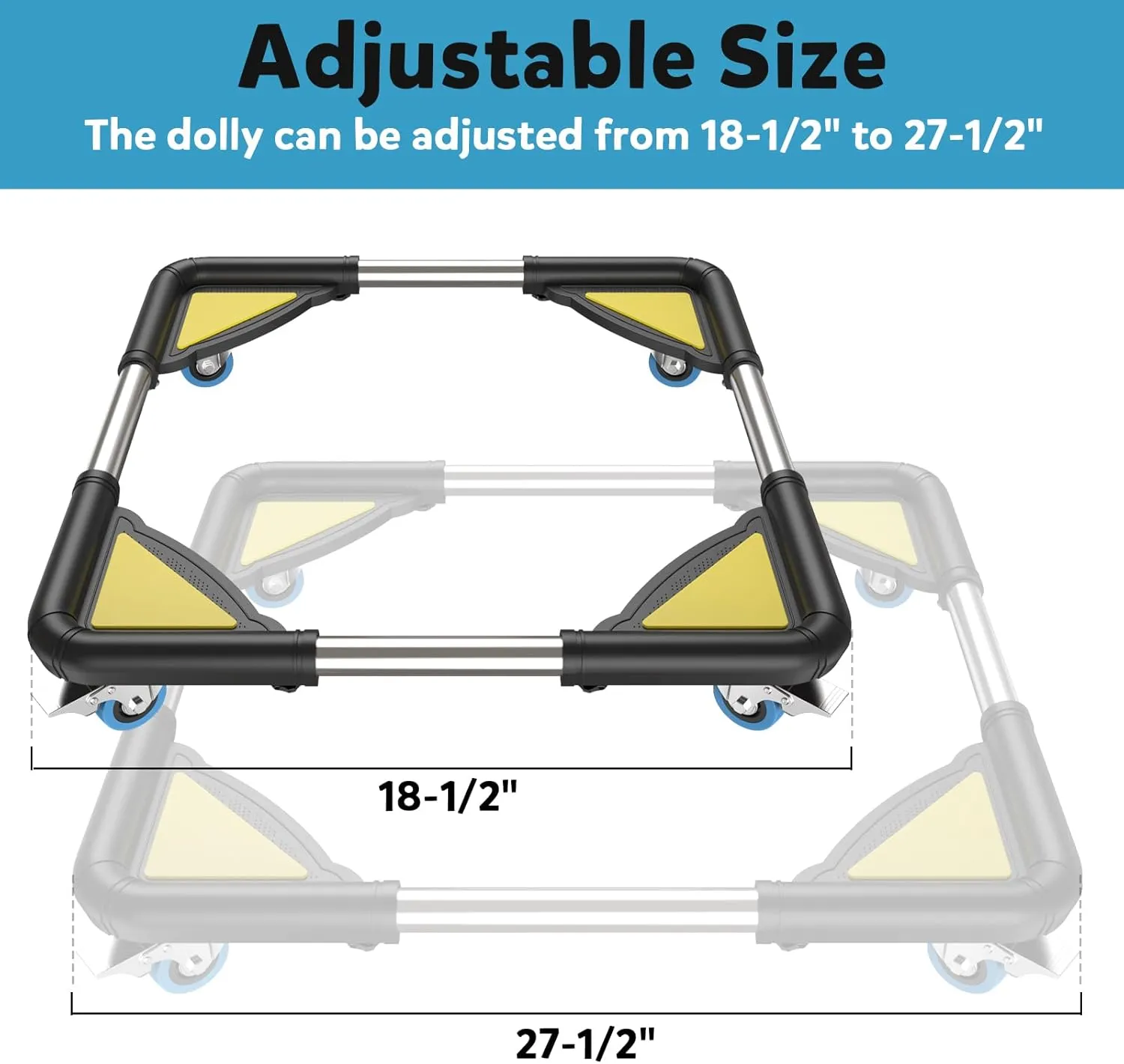 Furniture Dolly, Adjustable Washer Roller Stand with 4 Locking Swivel Wheels, Mobile Base Stand for Washer, Dryer, Refrigerator, Cabinet, Black