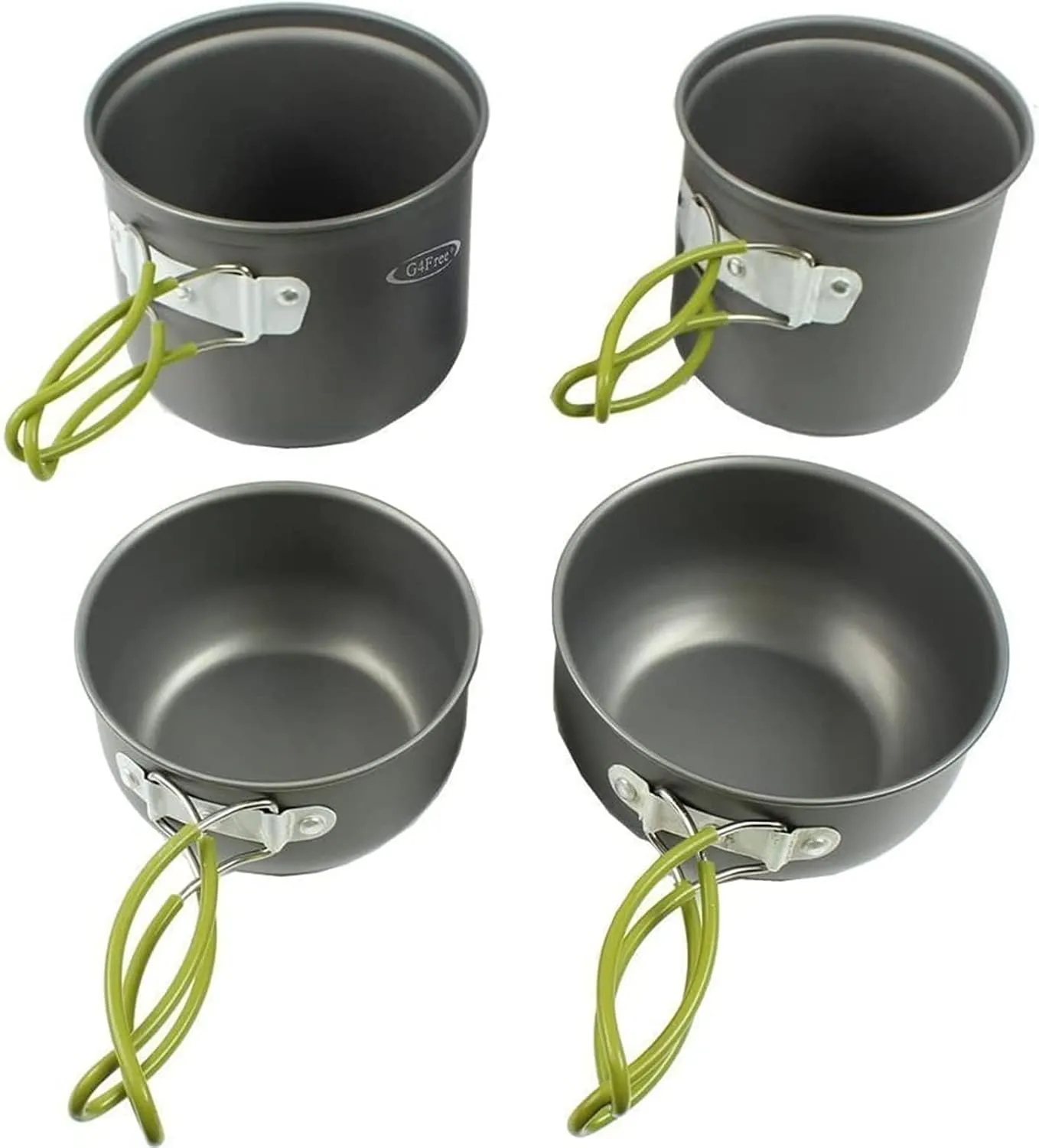 G4Free 2/4/13 PCS Camping Cookware Mess Kit Hiking Backpacking Picnic Cooking Bowl Non Stick Pot Knife Spoon Set
