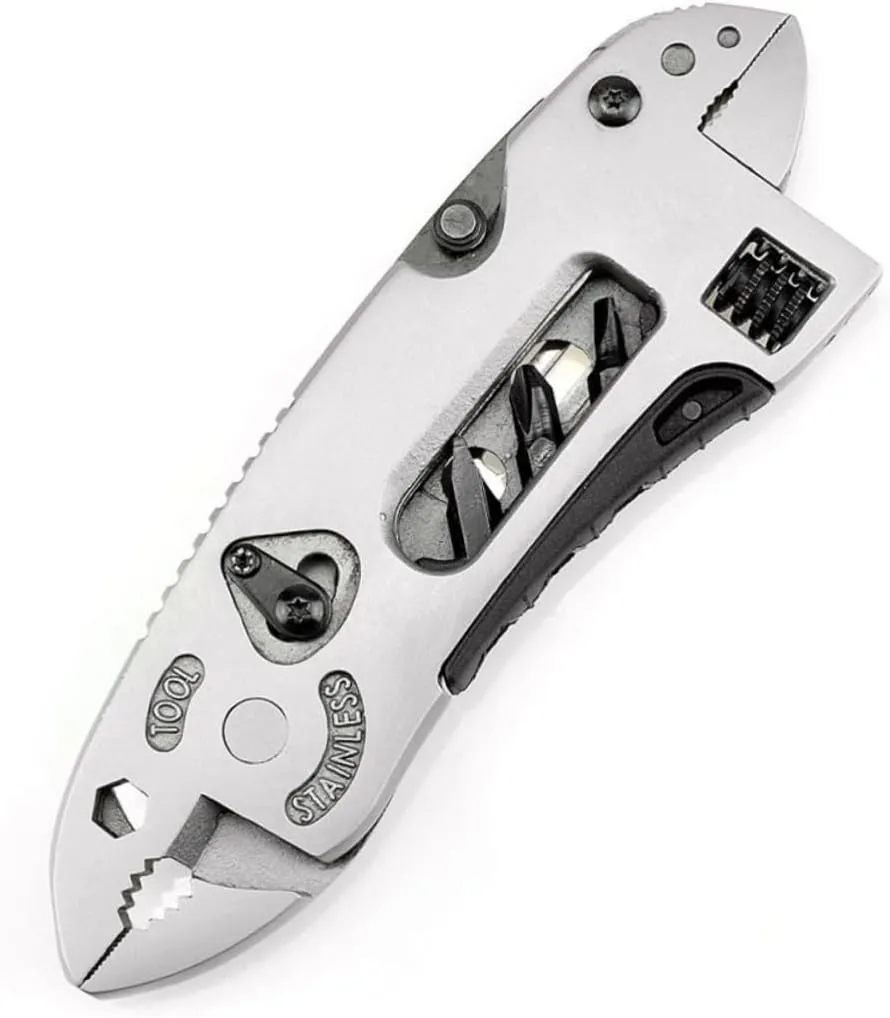 Gadpiparty Stainless Steel Pliers Wrench Set Small Adjustable Wrench Survival Gear Tools