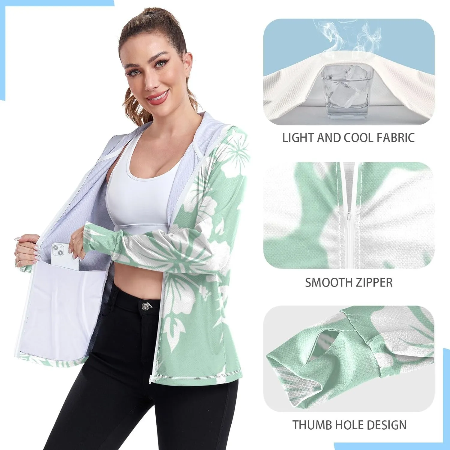 GAIGEO Fried Egg Yellow Women Jacket UPF 50  Women Uv Protection Clothing Thumb Holes Neck Protection, XXL