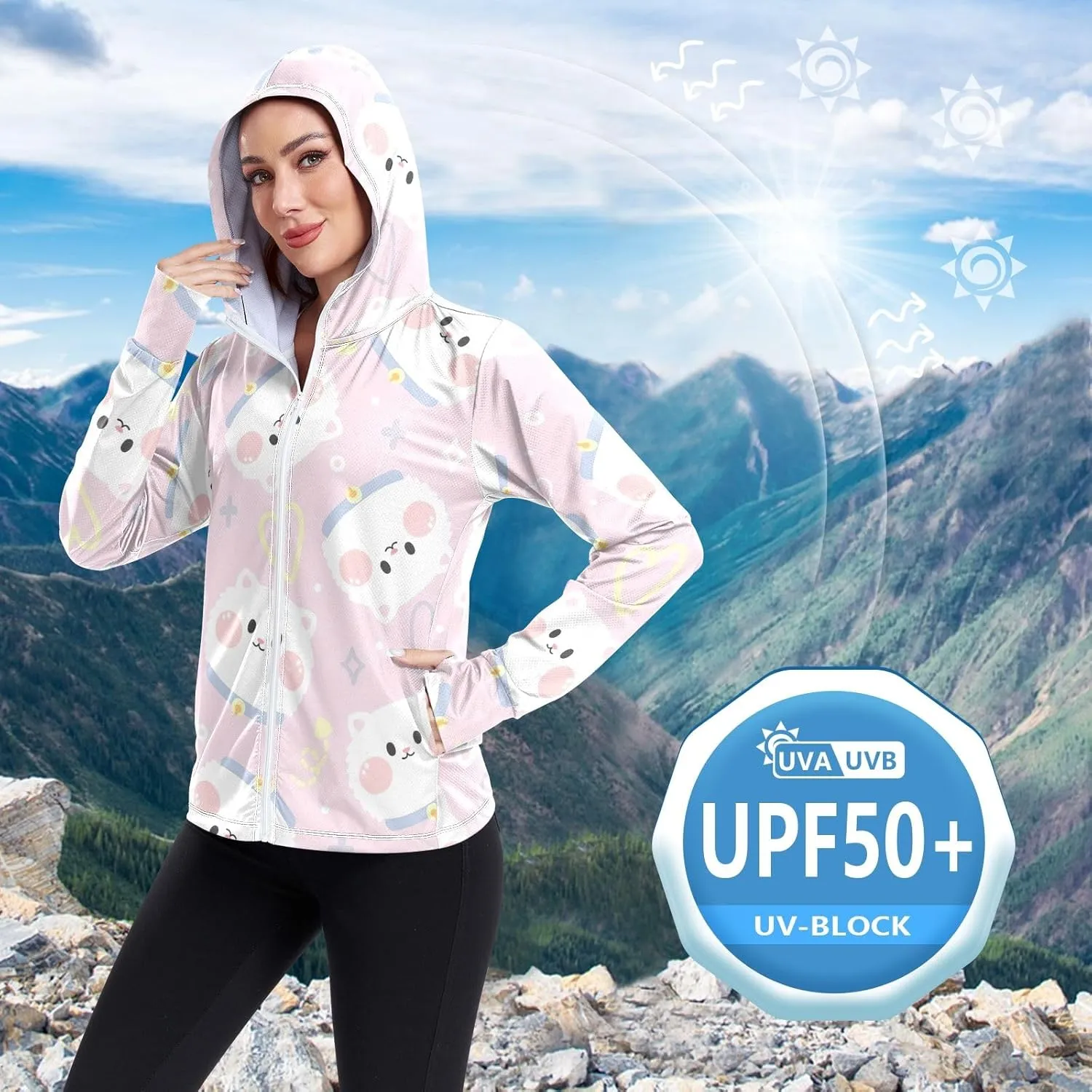 GAIGEO Starfish Blue Green Women Jacket UPF 50  Lightweight Upf Clothing Women, Breathable Fabric, S