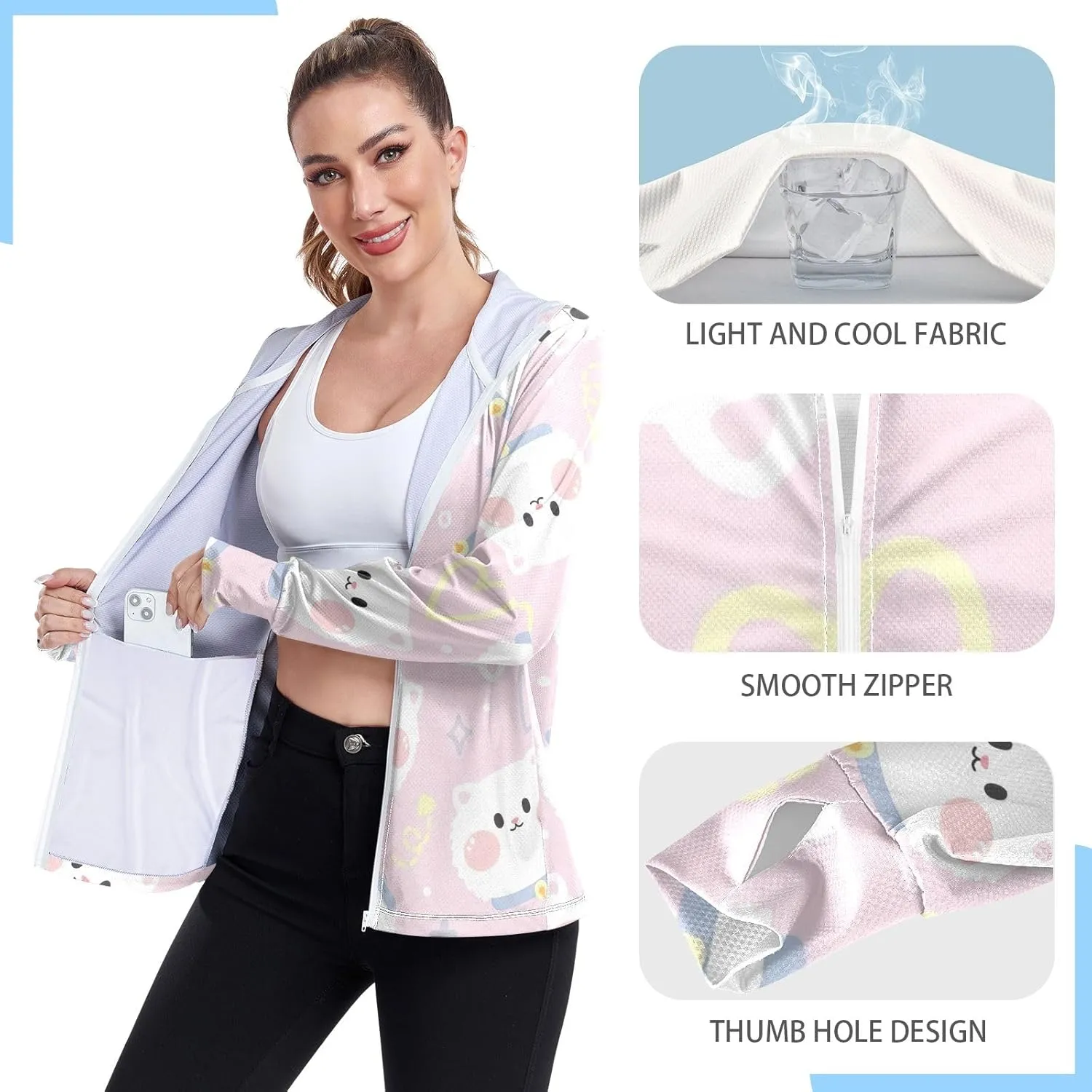 GAIGEO Starfish Blue Green Women Jacket UPF 50  Lightweight Upf Clothing Women, Breathable Fabric, S
