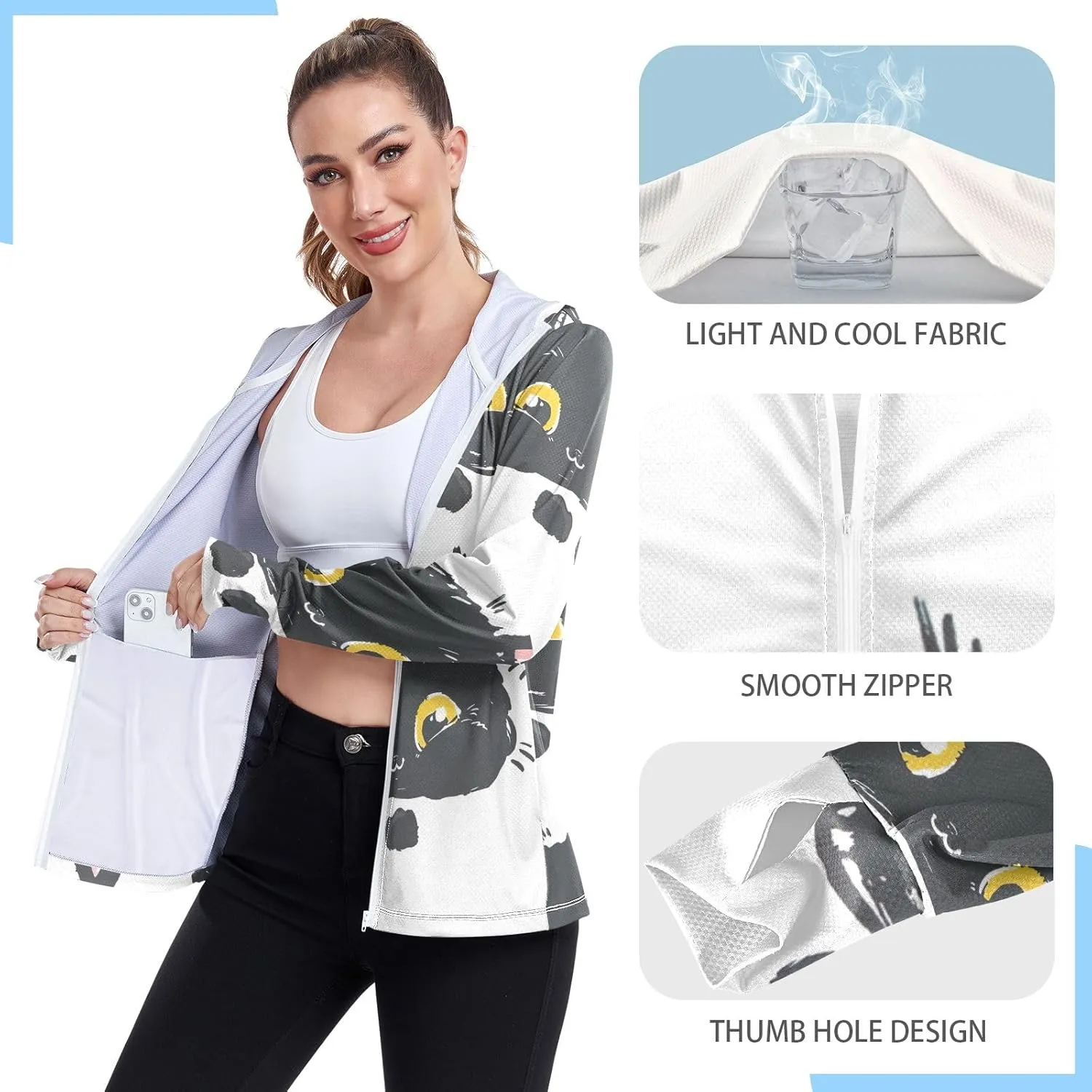 GAIGEO Tropic Leaves Neon Colors Women Jacket UPF 50  Summer Jacket Women, Cooling and Lightweight, S