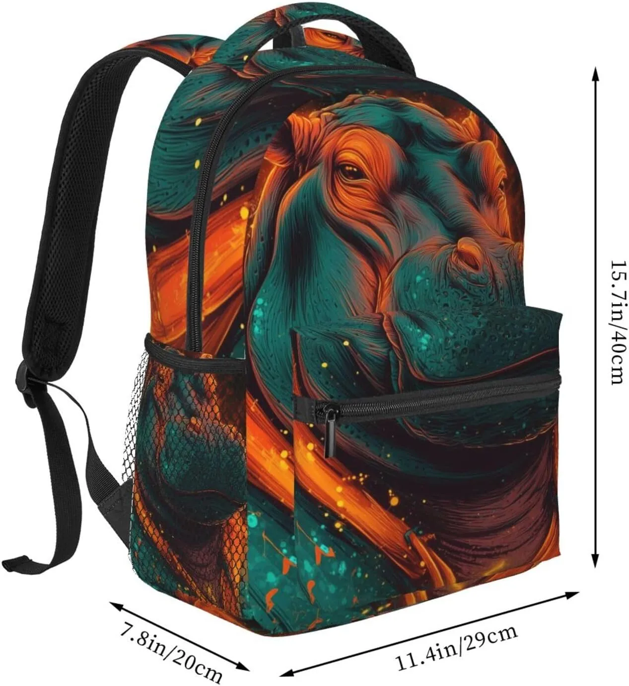 Galaxy Neon Hippo Casual Backpack For Trekking Commute Office