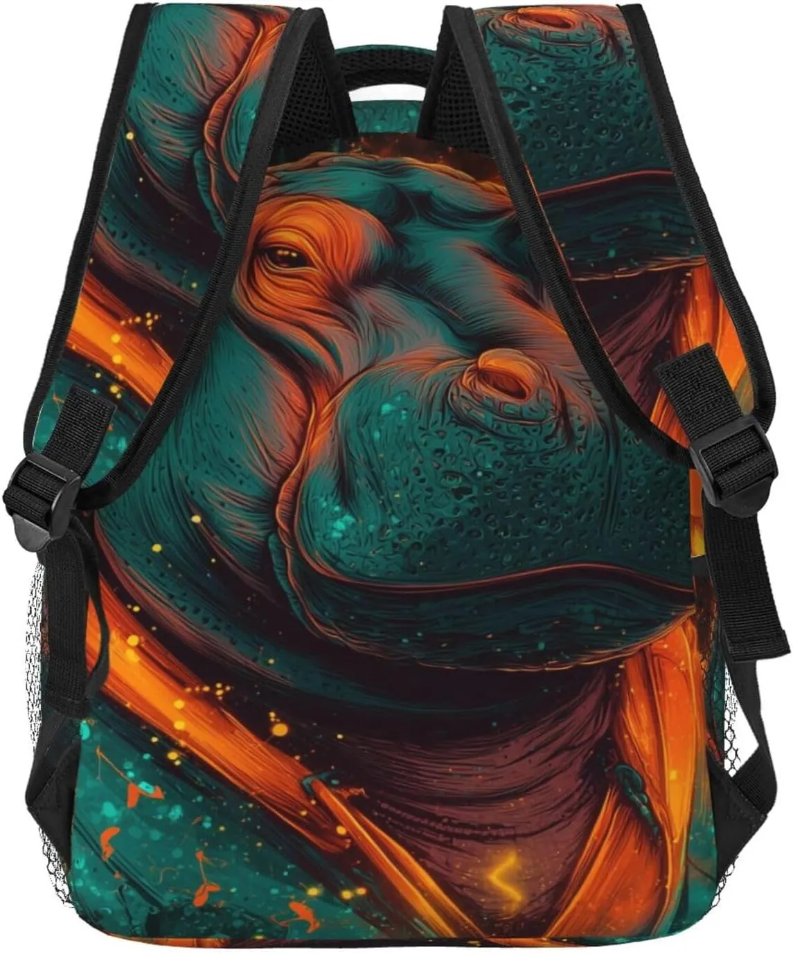 Galaxy Neon Hippo Casual Backpack For Trekking Commute Office