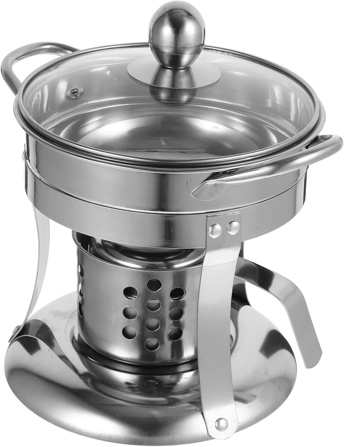 GANAZONO 1set Portable Stainless Steel Alcohol Stove for Camping Cooking Gear Lightweight Hot Pot Burner for People Efficient Ventilation for Optimal Burning for Outdoor Cooking and