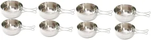 GANAZONO 4sets Stainless Steel Camping Bowl Portable Food Bowl with Folding Handle for Outdoor Cooking Picnic Tableware and for Hot Soup Tea Kit