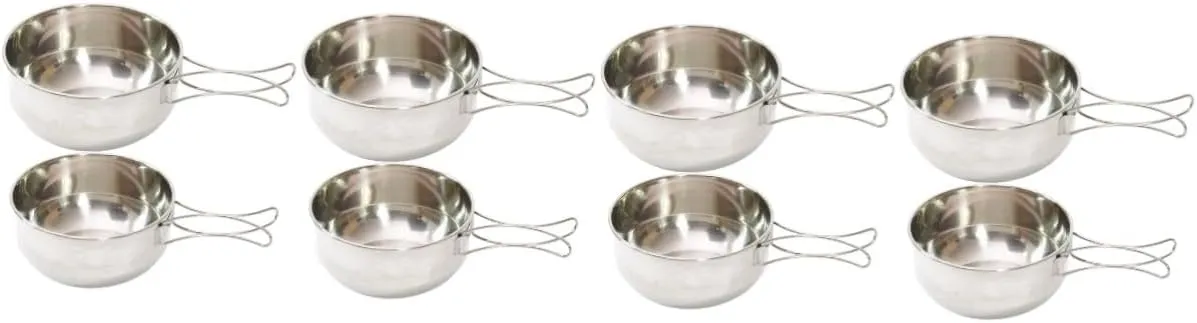 GANAZONO 4sets Stainless Steel Camping Bowl Portable Food Bowl with Folding Handle for Outdoor Cooking Picnic Tableware and for Hot Soup Tea Kit