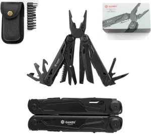 Ganzo G303B Multitool, 21-in-1 Stainless Steel Pocket Knife with Screwdriver, Pliers, Saw, Raw, Scissor, Rope Cutter and more.. with Sheath - Perfect for Outdoor, Survival, Camping, Hiking, EDC