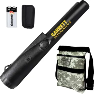 Garrett Pro-Pointer II Metal Detector Pinpointer – 360° Detection, LED Flashlight, Waterproof Tip, Lost Alarm, Includes Camo Finds Pouch