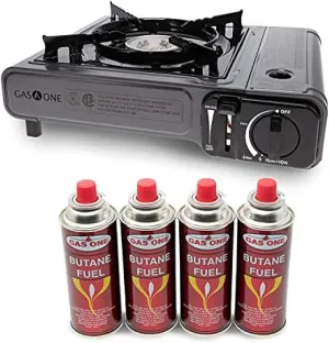Gas One Portable Butane Camping Stove with Case: Automatic ignition, precise heat control – camping and tail grilling and outdoor cooking