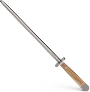 Güde Alpha Olive Series Hand Forged Hand Sharpened Stainless Steel Olive-Wood Handle Sharpener, 10-Inch