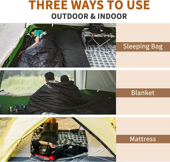 GEERTOP Flannel Sleeping Bag for Adults XXL, Large Wide Camping Sleeping Bag 4 Season, 0 Degree Sleeping Bag for Winter Cold Weather