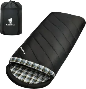 GEERTOP Flannel Sleeping Bag for Adults XXL, Large Wide Camping Sleeping Bag 4 Season, 0 Degree Sleeping Bag for Winter Cold Weather
