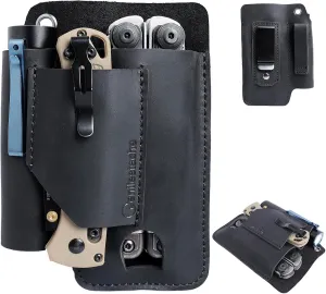 Gentlestache Leather Multitool Sheath - Belt Clip EDC Belt Organizer - Leather Multi Tool Holster for Belt - Multitool Holder