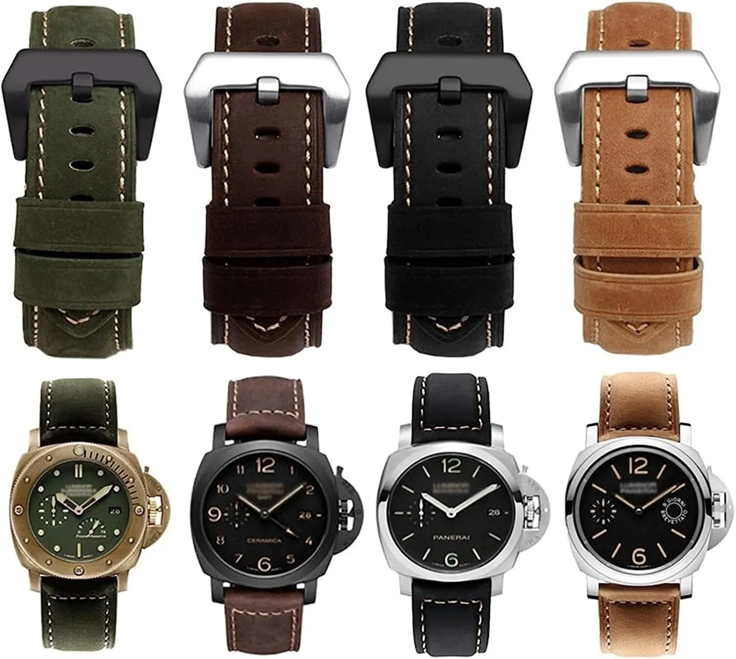 Genuine Cowhide Leather Retro Watch Band For Panerai PAM111 441 Watchband Man Wrist Strap 20mm 22mm 24mm
