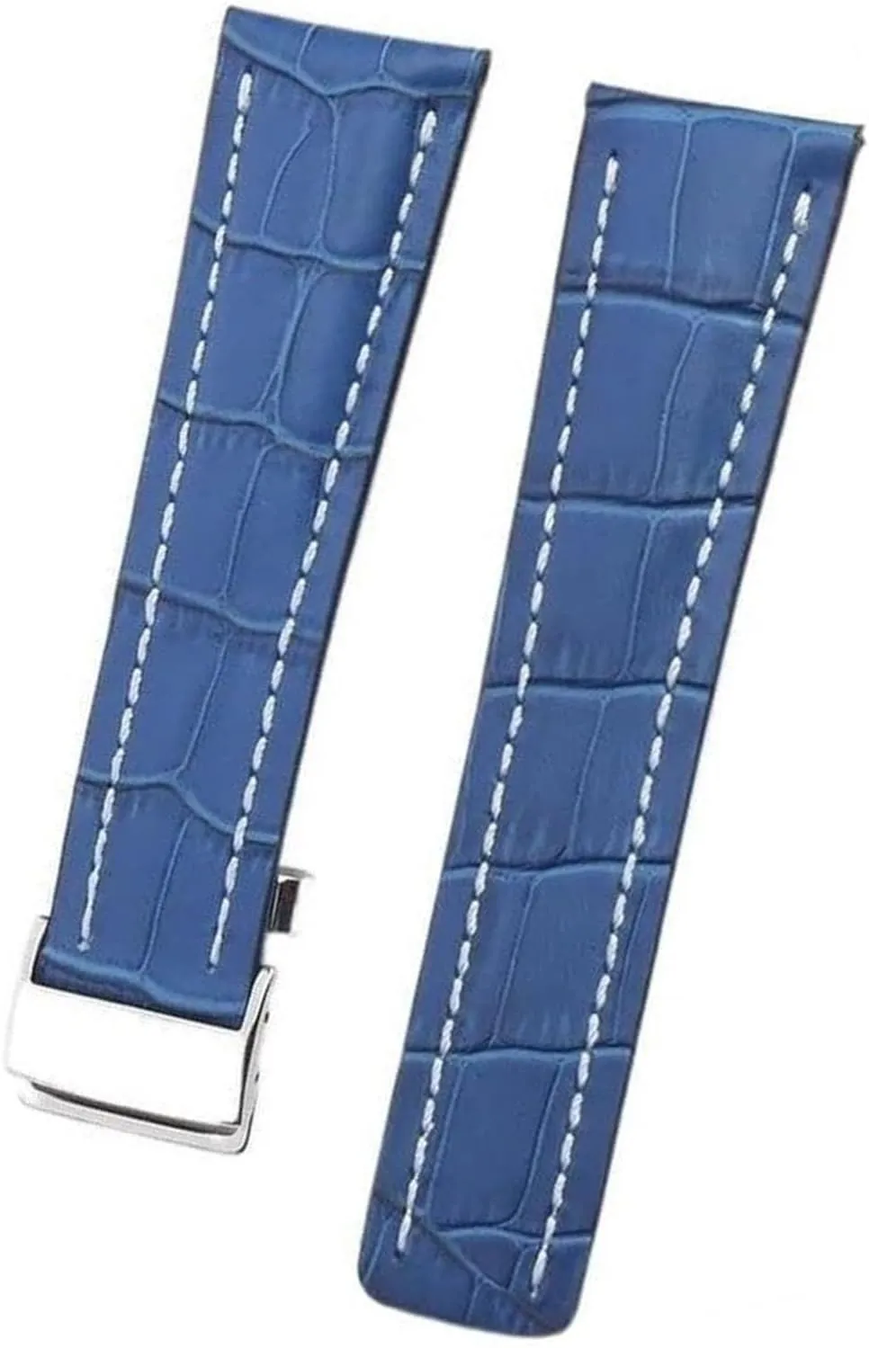 Genuine Leather Bamboo Texture Watch Band For Breitling Black Blue Soft Strap With Clasp Buckle 22 24mm