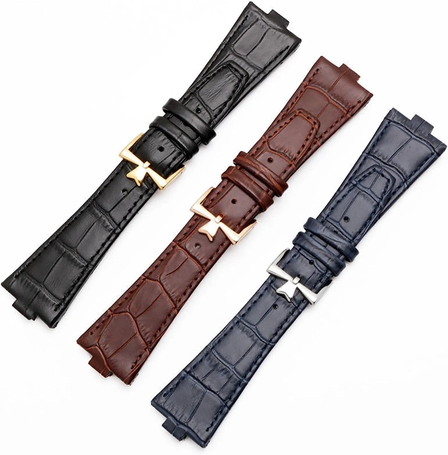 Genuine Leather Strap For Vacheron Constantin 4500V 5500V P47040 Overseas Series Watch Band With Stainless Steel Buckle
