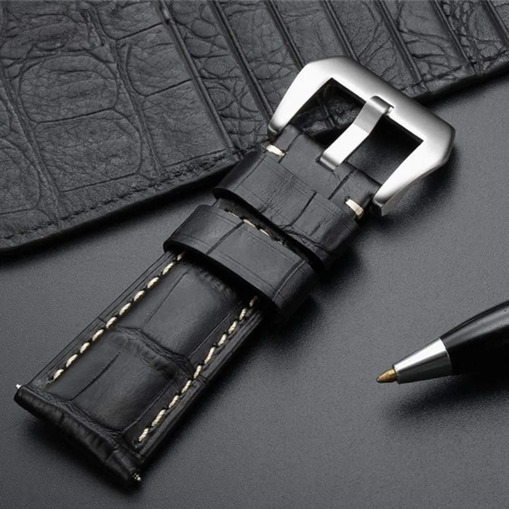 Genuine Leather Watch Band Top Grain Leather Watch Strap Replacement Soft Double-Sided Leather Wrist Watch Smartwatch Stirp for Men 20mm 22mm 24mm 26mm