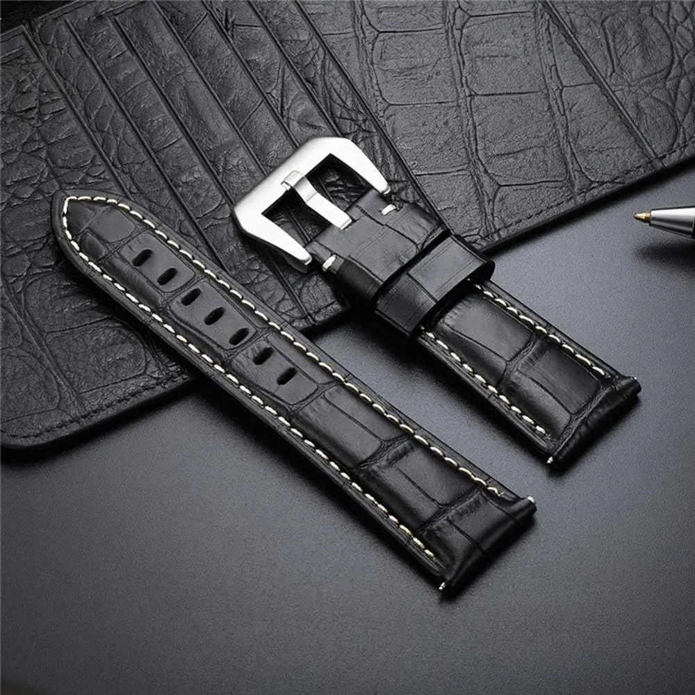 Genuine Leather Watch Band Top Grain Leather Watch Strap Replacement Soft Double-Sided Leather Wrist Watch Smartwatch Stirp for Men 20mm 22mm 24mm 26mm