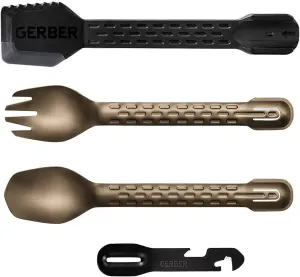 Gerber Gear ComplEAT Camping Utensils Set for Outdoor Cooking, Camping Cutlery with Fork, Spoon, Tongs, Spatula and Multi-Functional Tool, Burnt Bronze