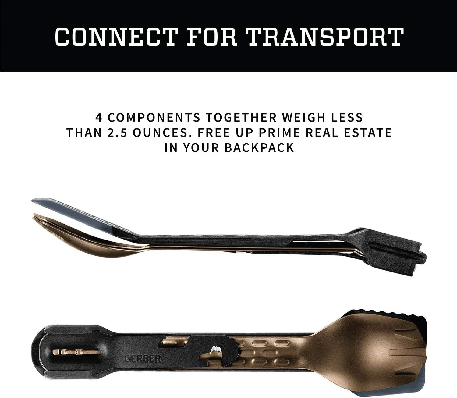 Gerber Gear ComplEAT Camping Utensils Set for Outdoor Cooking, Camping Cutlery with Fork, Spoon, Tongs, Spatula and Multi-Functional Tool, Burnt Bronze