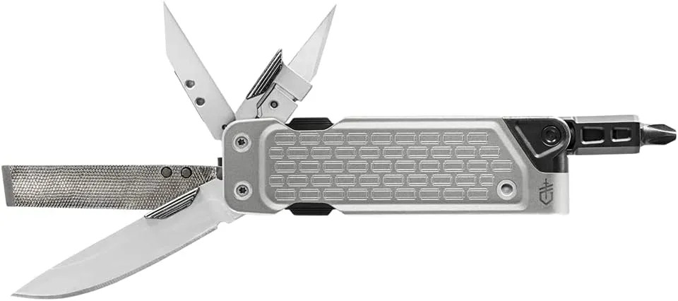 Gerber Gear Lockdown Driver 7-in-1 EDC Multitool - 2.5" Plain Edge Blade, Scissors, Bit Driver - Gifts for Men, Everyday Carry Gear and Survival Equipment - Silver