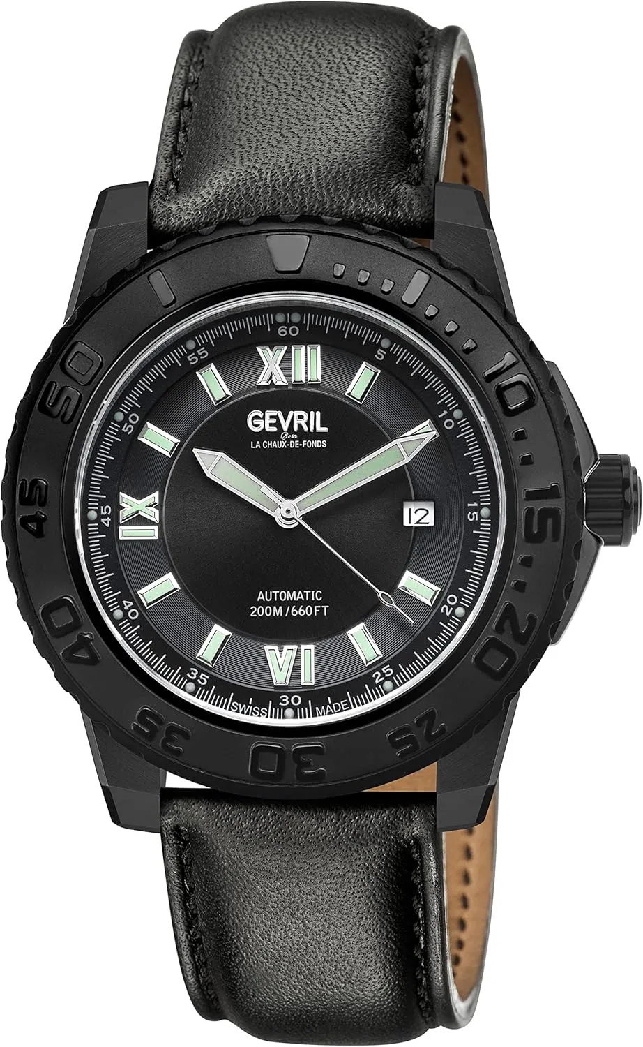 Gevril Seacloud Men's Automatic Watch, Genuine Rubber Strap with Buckle