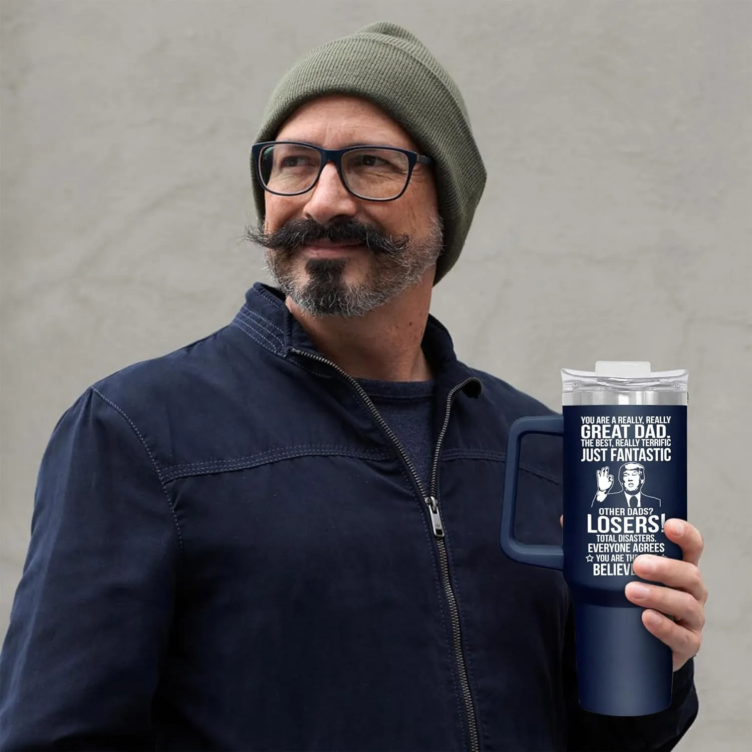 Gifts for Dad from Daughter, Son, Kids on Fathers Day, Christmas, Birthday - Present for Father - Dad Tumbler 40oz, Navy Insulated Stainless Steel, Perfect for Travel, Work, or Home