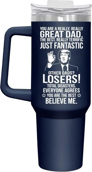 Gifts for Dad from Daughter, Son, Kids on Fathers Day, Christmas, Birthday - Present for Father - Dad Tumbler 40oz, Navy Insulated Stainless Steel, Perfect for Travel, Work, or Home