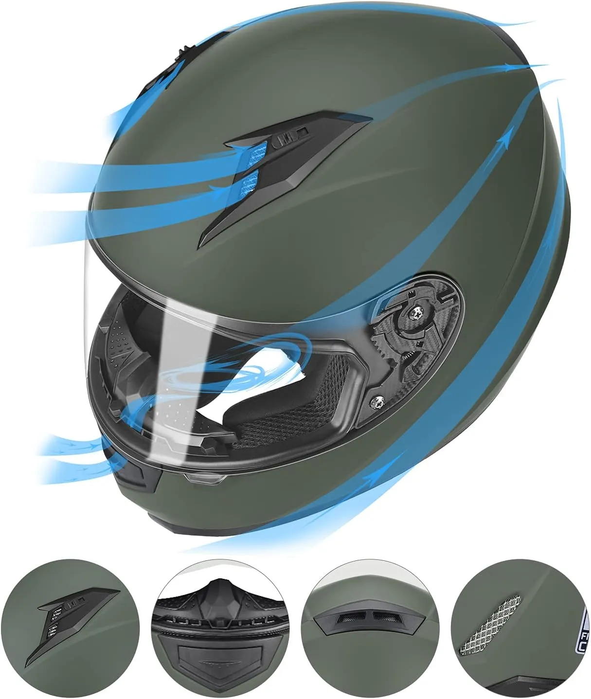 GLX GX11 Compact Motorcycle Helmet - Camo, Large - Full Face w/ Tinted Visor, DOT Approved