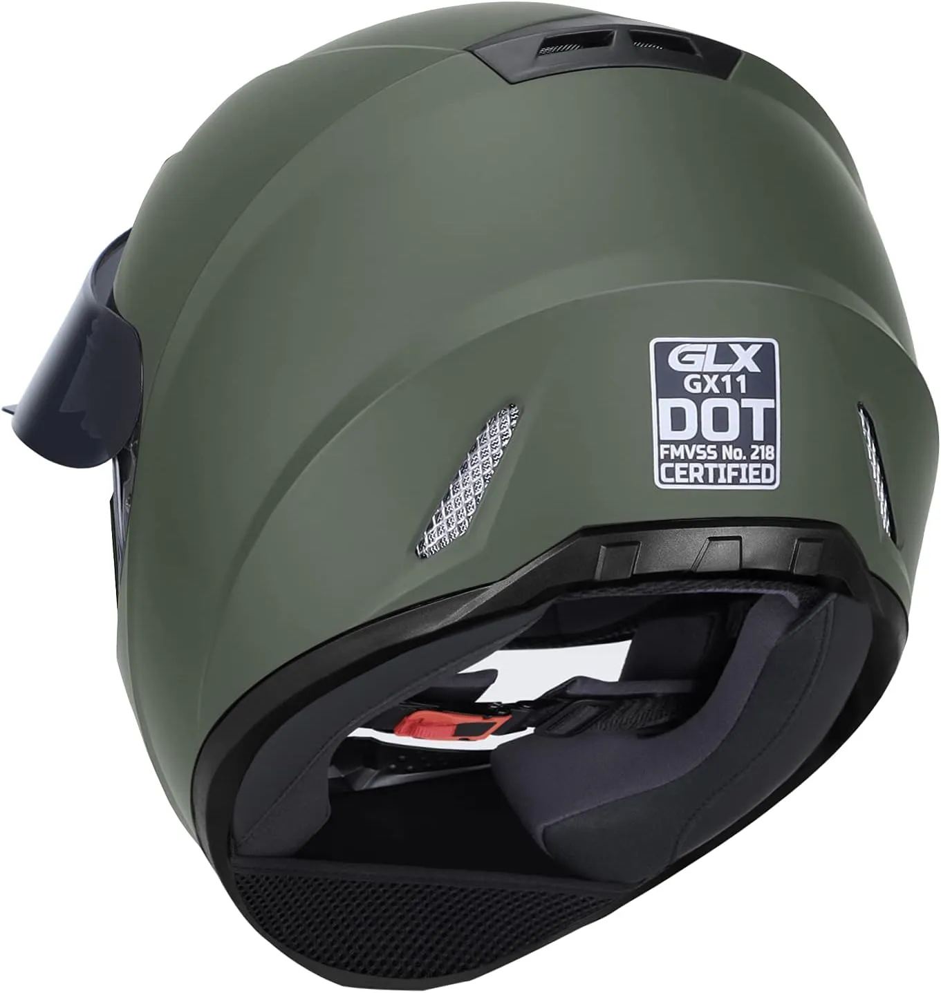 GLX GX11 Compact Motorcycle Helmet - Camo, Large - Full Face w/ Tinted Visor, DOT Approved